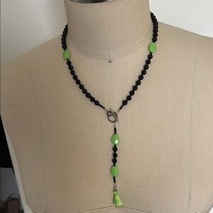 Black and Green Beaded Necklace
